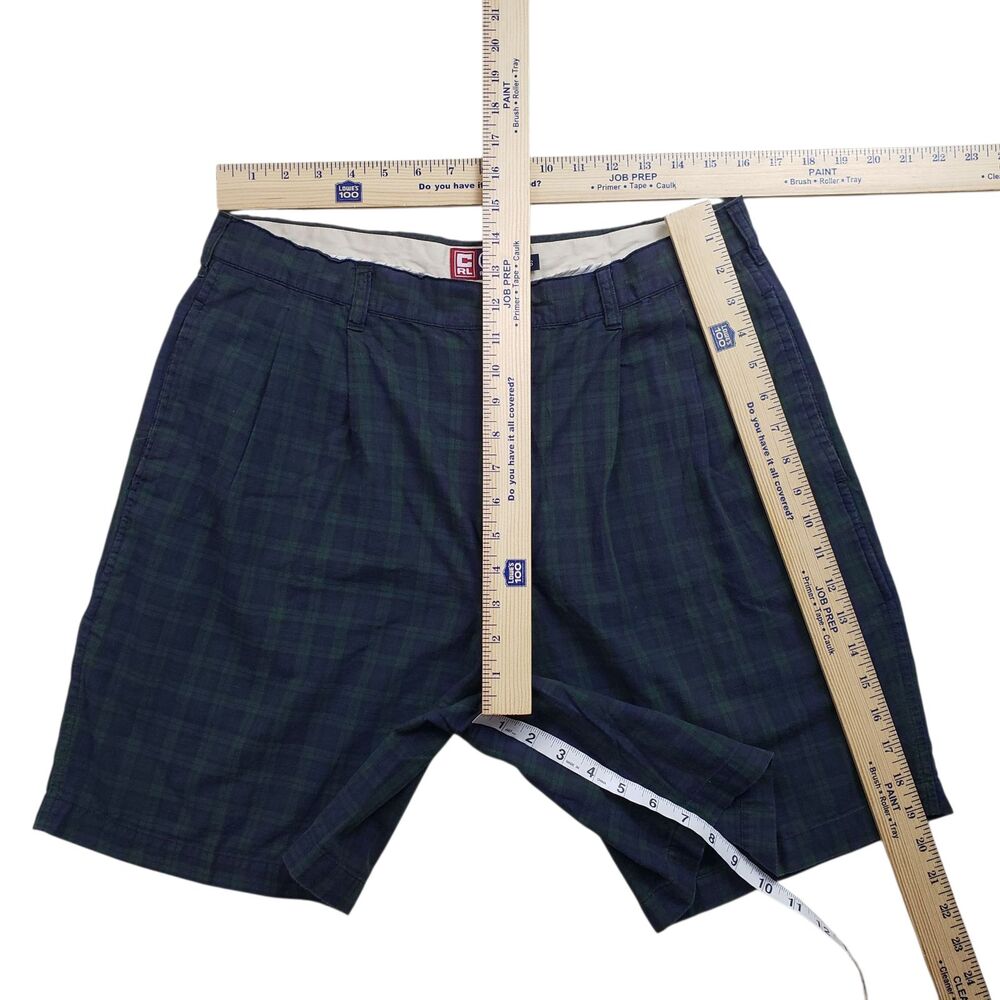 Vintage Chaps Ralph Lauren Pleated Shorts Mens 36 Blackwatch Tartan Plaid 90s - Picture 5 of 8